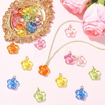 30Pcs 6 Colors Acrylic with Cat Eye Bead Pendants PALLOY-YW00190-1