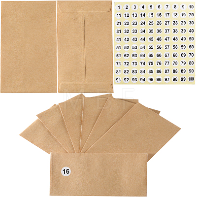 CRASPIRE 100Pcs Kraft Paper Envelopes AJEW-CP0007-43B-1