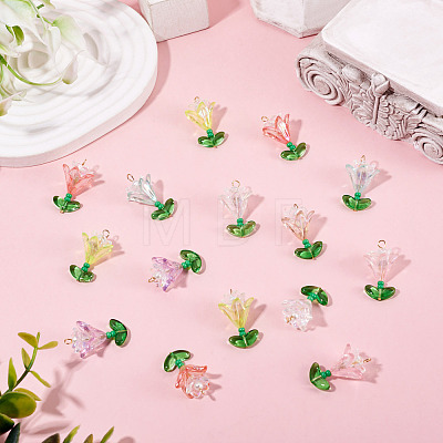 Transparent Acrylic Flower Pendants PALLOY-TADJ00011-1