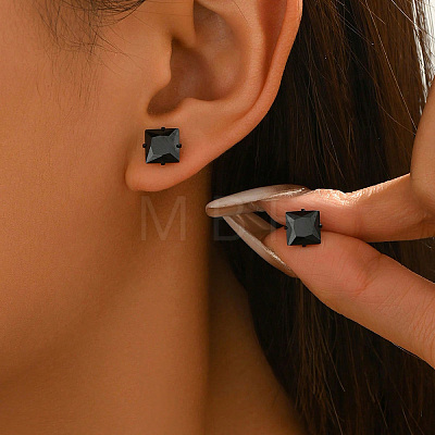 Geometric Square 304 Stainless Steel Stud Earrings for Women YP6314-3-1
