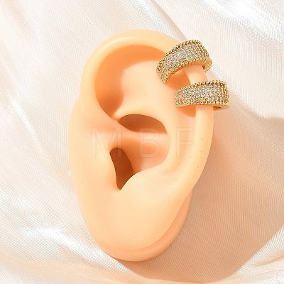 C-Shaped Brass Micro Pave Clear Cubic Zirconia Cuff Earrings EJEW-L316-01G-07-1