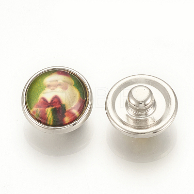 Christmas Pattern Brass Glass Snap Buttons SNAP-Q007-098P-M-1