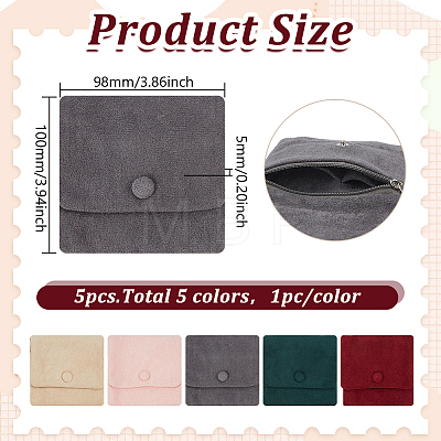 5Pcs 5 Colors Velvet Jewelry Storage Bags ABAG-GO0001-32-1