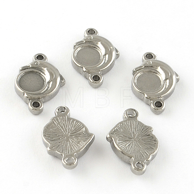 Dolphin Smooth Surface Stainless Steel Cabochon Connector Settings X-STAS-R064-71-1