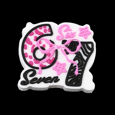Number 6 7 Theme Cartoon Silicone Beads SIL-E013-02C-1