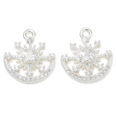Brass Micro Pave Clear Cubic Zirconia Charms CU-CBAB0CF-15S-1
