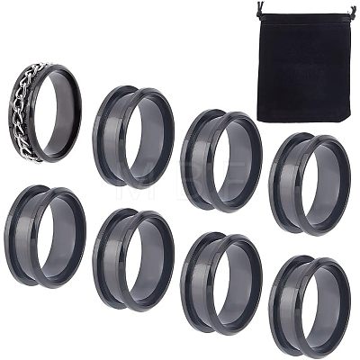 Unicraftale 10Pcs Stainless Steel Grooved Finger Ring Settings STAS-UN0039-22D-1