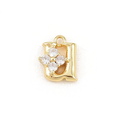 Brass Micro Pave Clear Cubic Zirconia Charms KK-Z151-18G-U-1