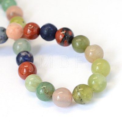 Natural Mixed Stone Round Bead Strands X-G-E334-8mm-23-1