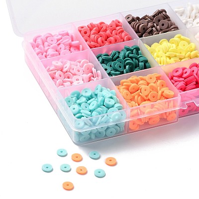 150G 15 Colors Handmade Polymer Clay Beads CLAY-JP0001-12-6mm-1