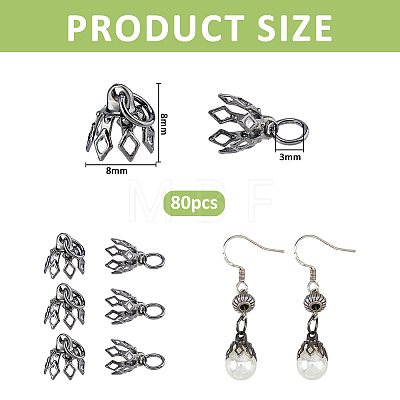 80Pcs Flower Rack Plating Brass Filigree Bead Cap Bails KK-FH0008-45B-1