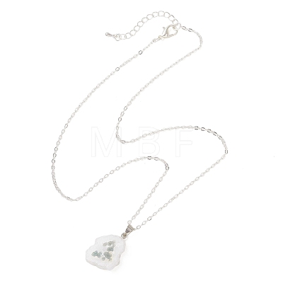 Natural Sunflower Druzy Agate Slice Nuggets Pendant Brass Cable Chain Necklaces for Women NJEW-JN06066-1