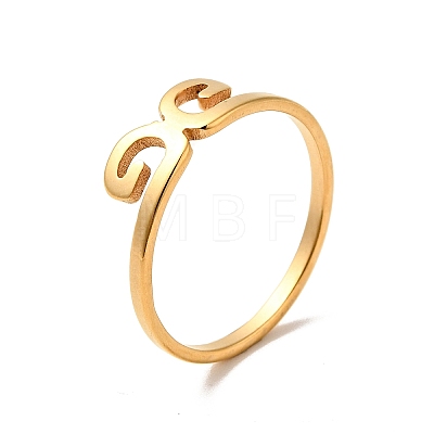 Ion Plating(IP) 201 Stainless Steel Wave Finger Ring for Women RJEW-G266-02G-1