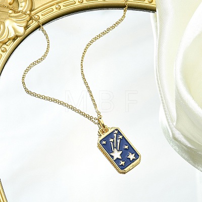 Rectangle Tarot 304 Stainless Steel with Enamel Pendant Necklaces for Women NJEW-G157-01G-03-1