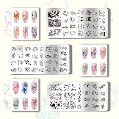 Stainless Steel DIY Nail Art Templates MRMJ-WH0092-013-1