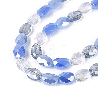Electroplate Imitation Jade & Opaque & Transparent Glass Beads Strands EGLA-Q135-6x8MM-01G-1
