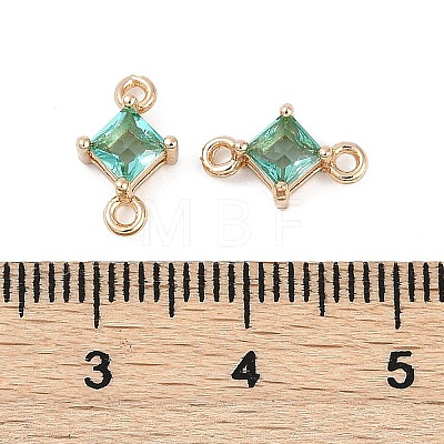 Brass Pave Glass Rhombus Links Connector Charms GLAA-Q088-001B-1