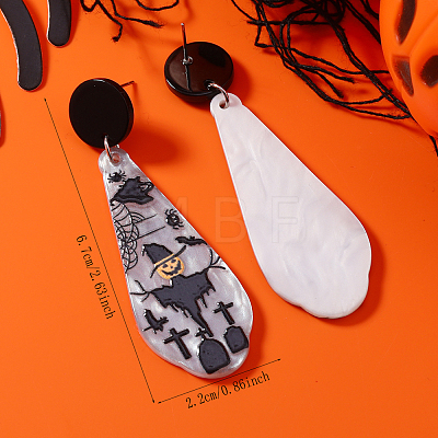 Halloween Cute Teardrop with Cartoon Pumpkin Ghost Stud Earrings EA7771-2-1