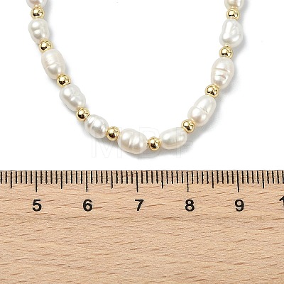 Natural Cultured Freshwater Pearl Rice Beaded Necklaces NJEW-JN06044-1