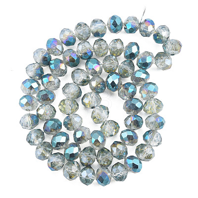 Transparent Crackle Electroplate Glass Beads Strands X-EGLA-T008-028-B06-1