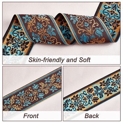 Ethnic style Embroidery Polyester Ribbons OCOR-WH0079-25A-1