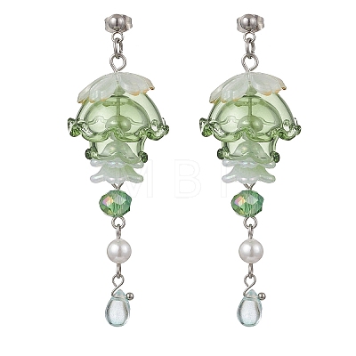 3 Pairs Jellyfish 304 Stainless Steel Shell Pearl Dangle Stud Earrings EJEW-TA00773-1