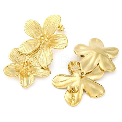 304 Stainless Steel Flower Stud Earrings for Women EJEW-U023-09G-1