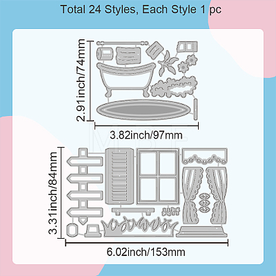 Bathroom Theme Carbon Steel Cutting Dies Stencils DIY-WH0309-1350-1