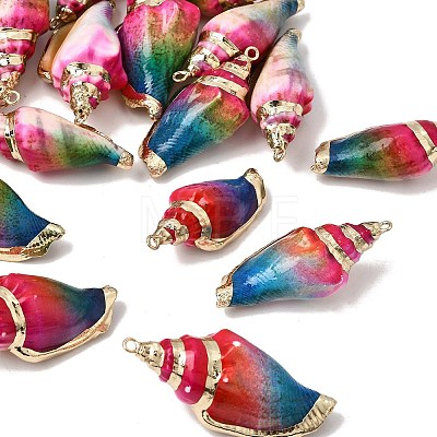 Brass & Spray Painted Natural Shell Pendants SH-CBA27C9-08-1