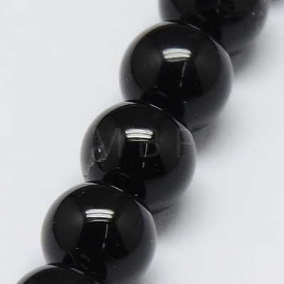 Natural Black Onyx Round Beads Strand G-L087-12mm-01-1