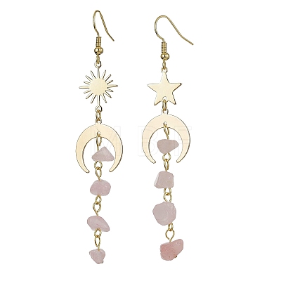 Moon & Sun & Star Brass Asymmetrical Earrings EJEW-JE05461-02-1
