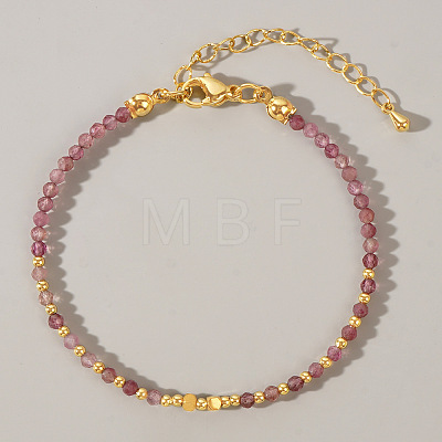 Bohemian Style Natural Pink Tourmaline Round Beaded Bracelets for Women LS-CA1141-4-1