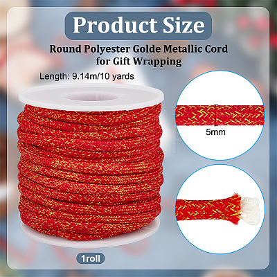 10 Yards Round Polyester Golde Metallic Cord OCOR-BC0007-51A-1