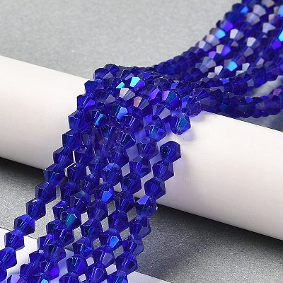 Transparent Electroplate Glass Beads Strands GLAA-F029-4mm-D06-1