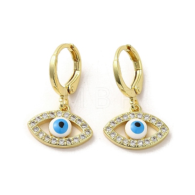 Horse Eye Real 18K Gold Plated Brass Dangle Leverback Earrings EJEW-Q797-23G-05-1