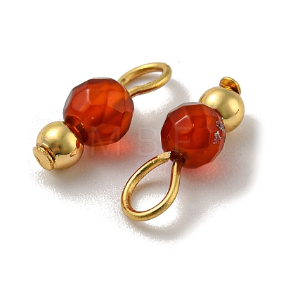 Natural Carnelian Faceted Round Charms PALLOY-NH00003-1