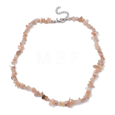 Natural Sunstone Chip Beaded Necklace NJEW-JN04615-05-1