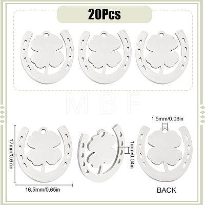 20Pcs 201 Stainless Steel Pendants STAS-SC0009-18-1