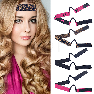 4Pcs 4 Colors Polyester & Nylon Headbands AJEW-HY0003-51-1