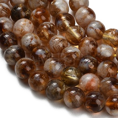 Heated Natural Citrine Beads Strands G-C293-A04-8mm-1