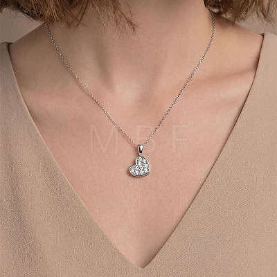 925 Sterling Silver Full Paved 0.22CT Crystal Moissanite Heart Pendant Necklaces for Women TX8783-1