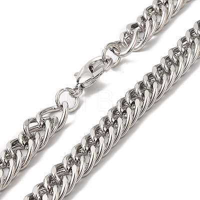 Iron Cuban Link Chain Necklaces for Women Men NJEW-A028-01H-P-1