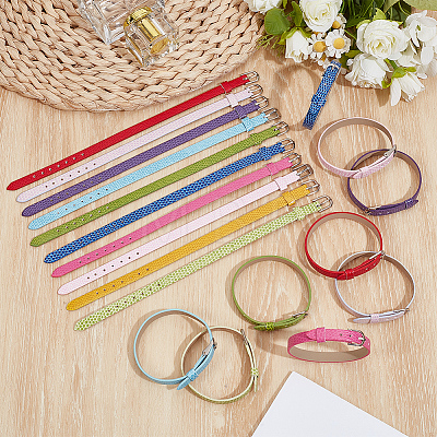 20Pcs 10 Colors PU Leather Watch Bands AJEW-CY0002-89-1