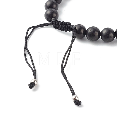 Natural Wood Beads Nylon Thread Braided Bead Bracelets BJEW-JB06363-01-1