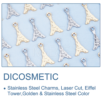 DICOSMETIC 100Pcs 2 Colors 201 Stainless Steel Charms STAS-DC0007-79-1