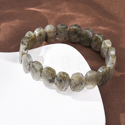 Natural Labradorite Faceted Beaded Stretch Bracelets for Women BJEW-K251-07L-1