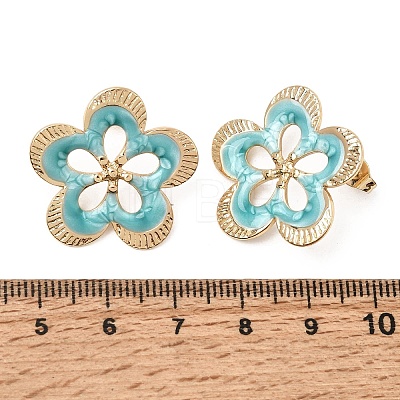 304 Stainless Steel Enamel Stud Earrings SA-CBA0141-02G-1