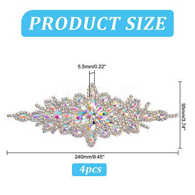 4Pcs Flower Glitter Glass Hotfix Rhinestone FIND-FG0005-50-1