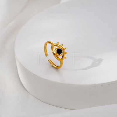 304 Stainless Steel Rhinestone Cuff Open Rings for Women JH7101-1-1