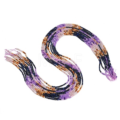 Gradient Color Natural Dyed Lapis Lazuli & Fossil Coral & Dyed White Jade Beads Strands GG-CBA1668-A08-2mm-1